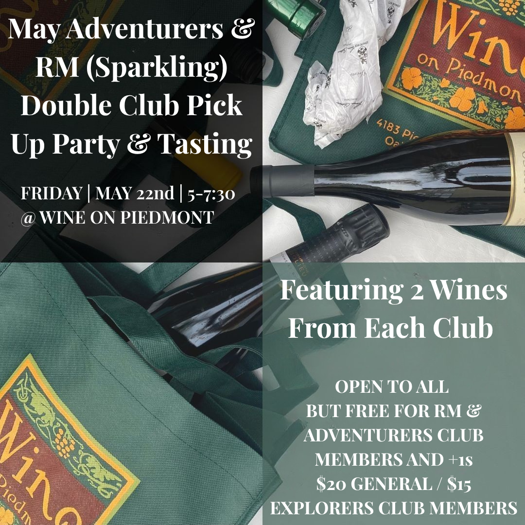 May Adventurers + RM (Sparkling) Club Release Pick Up Party & Tasting | Friday, May 22nd, 2026 | 5-7:30pm