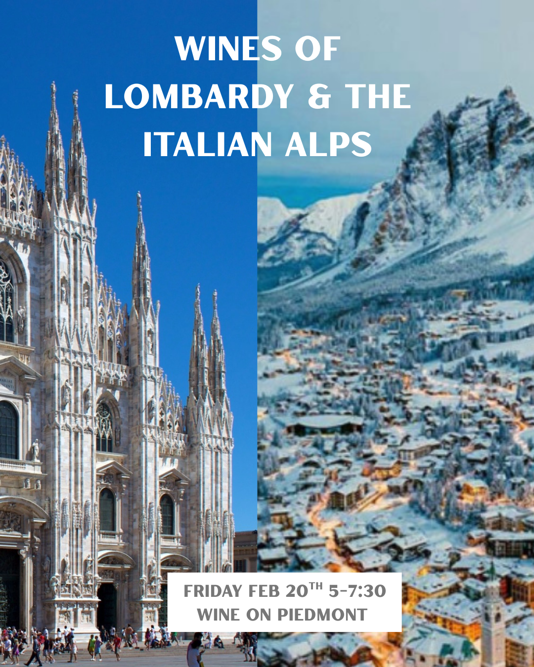 Friday Night Tasting: Wines of Lombardy & the Italian Alps | February 20th, 2026 | 5-7:30pm