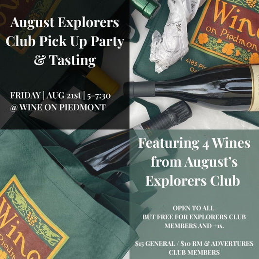 August Explorers Club Release Pick Up Party & Tasting | Friday August 21st 5-7:30pm