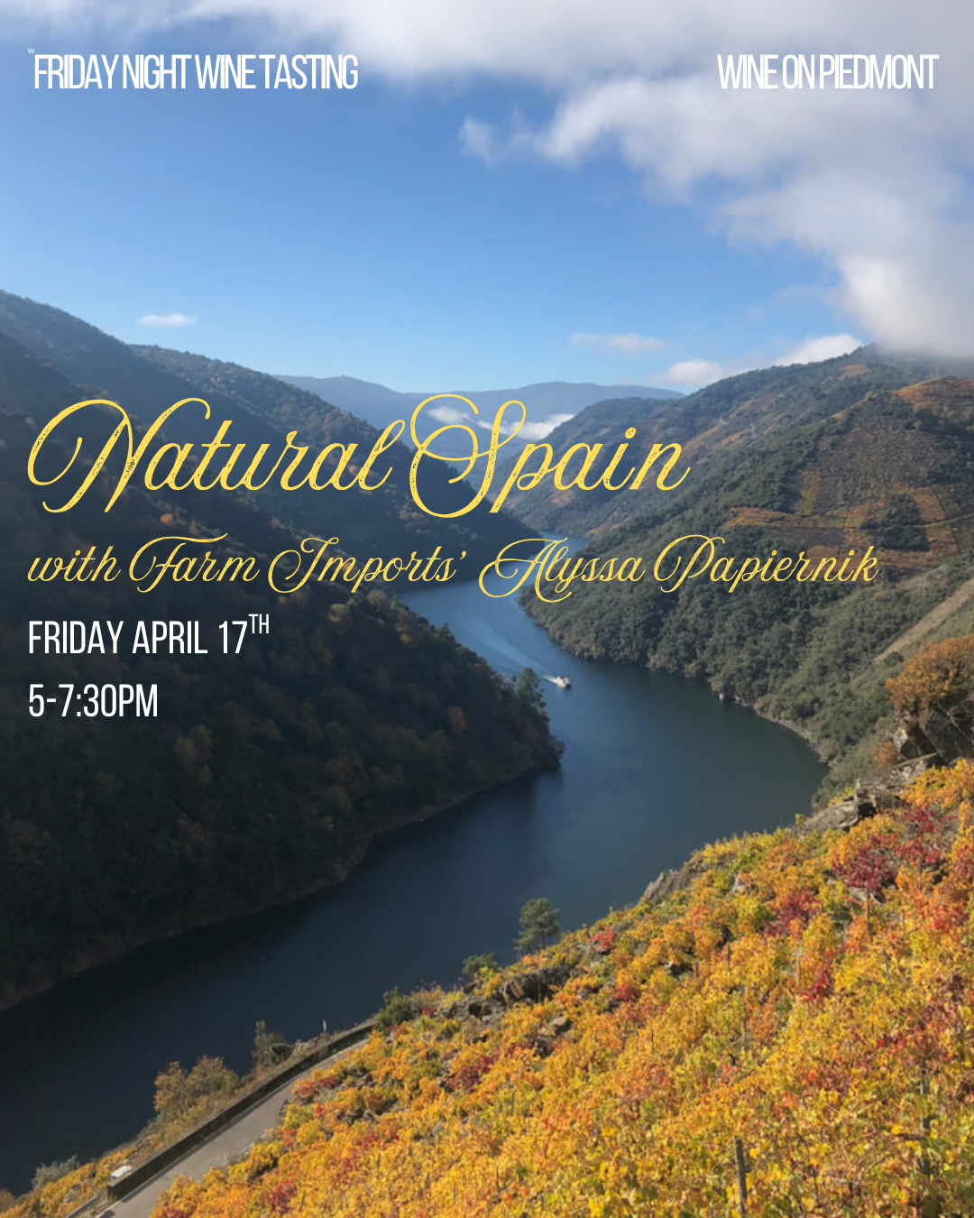 Friday Night Tasting: Natural Spain with Farm Wine Imports' Alyssa Papiernik | 4.17.26 5-7:30pm