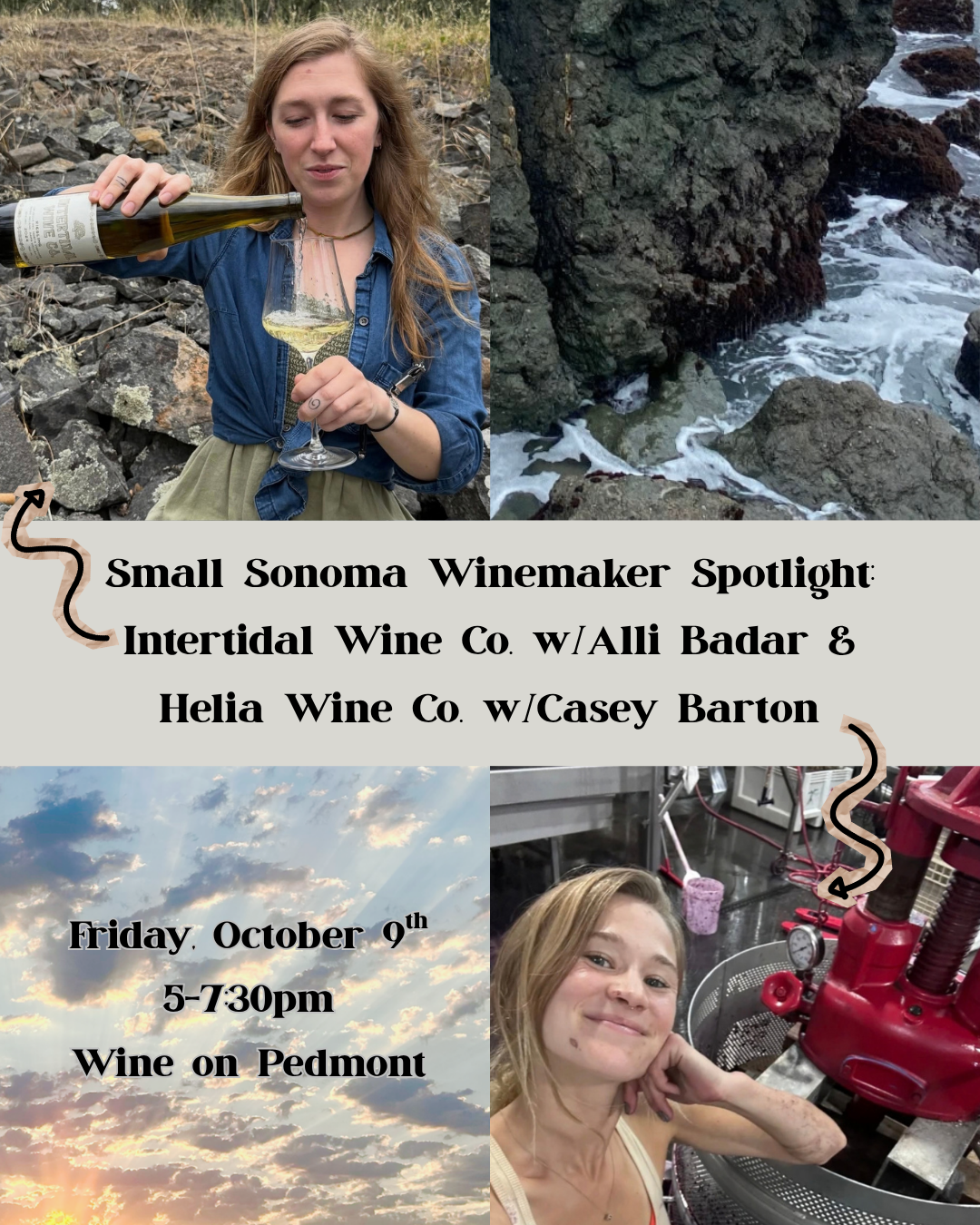 Friday Night Tasting: Small Sonoma Winemaker Spotlight with Alli Badar & Casey Barton | October 9th, 2026 | 5-7:30PM